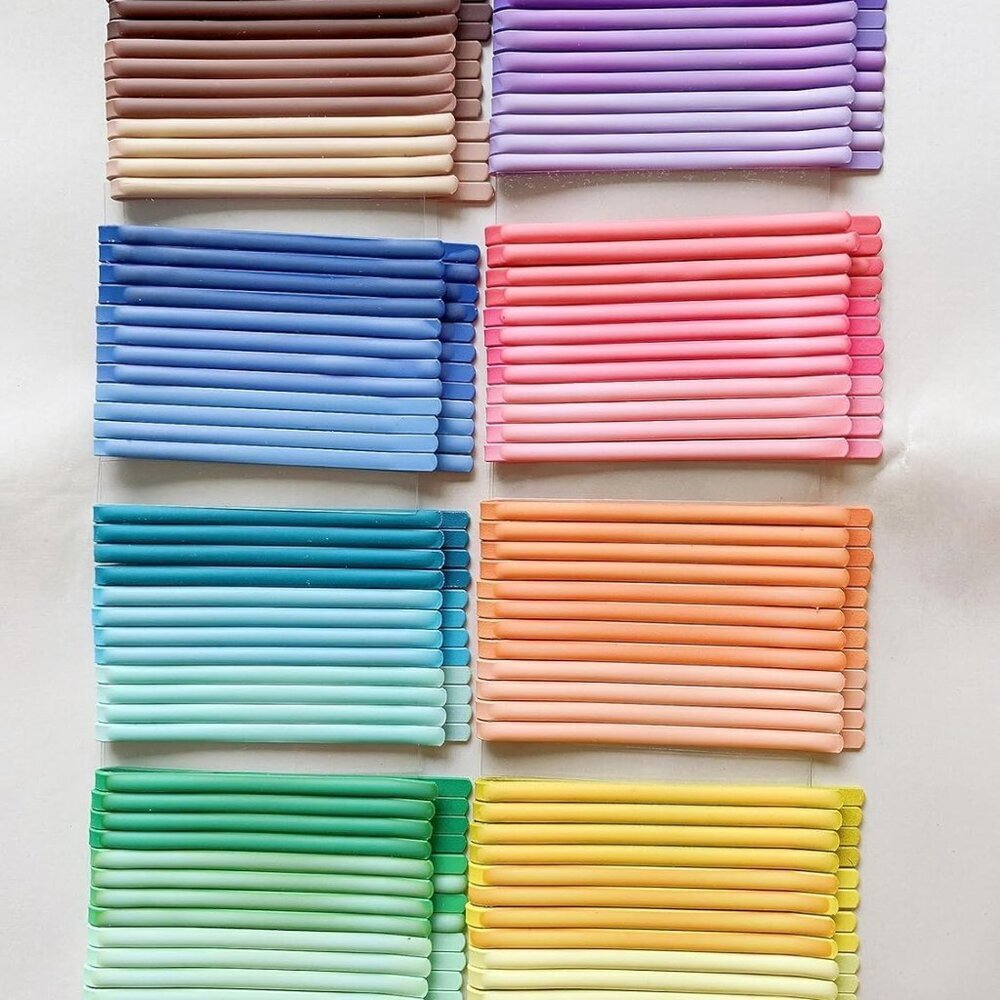 Ouchless Flat Bobby Pins 96 Pcs Multi-Color Hair Clips for All-Day Hold